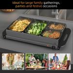4 Tray Electric Food Warmer Buffet Server With Warming Plate, Cool Touch Handles, Adjustable Temperature, 300W, 2 X 2.4L And 2 X 1L Pans