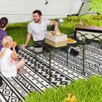 Folding Grill Table, 4.5ft Portable Camping Table With 2 Wing Panels, Height Adjustable Metal Picnic Table For Camping, Picnic And BBQ, Black