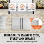 Grill-Zugangstür, 774 X 532 Mm, Doppelte Außenküchentür, Flächenbündig Montierte Edelstahltür, Vertikale Wandtür Mit Versenkbaren Griffen, Für Grillinsel, Grillstation, Außenschrank