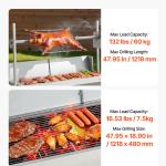 Rotisserie Grill, 38W BBQ Outdoor Pig & Lamb Spit Roaster, Charcoal Spit Roaster With 132 LBS Capacity, Wheels & 4-Level Height, Stainless Steel Electric Rotisserie Grill Kit For Camping Outdoor