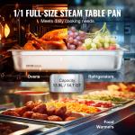 4 Pack Hotel Pans, Full Size Anti-Jam Steam Pan With Lid, 0.8mm Thick Stainless Steel Steam Table Pan, 4-Inch Deep Commercial Table Pan, Catering Storage Food Pan, For Industrial & Scientific