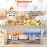 Rectangle Chafing Dish, 9 Qt 4 Pack Stainless Steel Chafing Dish, Food Warmer Chafer Complete Set With Hollow Handle, 2 Food Tongs, Lid, Fuel Holder, Chafer Dishes For Banquet Party Wedding