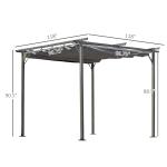 10' X 10' Outdoor Retractable Pergola Canopy, Metal Patio Shade Shelter For Backyard, Porch Party, Garden, Grill Gazebo, Gray
