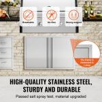 Grill-Zugangstür, 914 X 610 Mm, Doppelte Außenküchentür, Flächenbündig Montierte Edelstahltür, Vertikale Wandtür Mit Versenkbaren Griffen, Für Grillinsel, Grillstation, Außenschrank