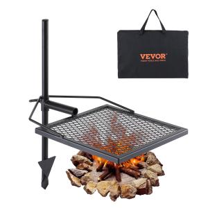Drehspieß Schwenkgrill Stahl 405 X 405 Mm, Holzkohlegrill Tragbarer Grillrost Grillgestell 6 Kg Belastbarkeit 300 ℃ Freistehend Spießbratengrill BBQ Grill Grillwagen Barbecue Camping