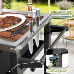 3-Shelf Outdoor Grill Table, Grill Cart Outdoor With Wheels, Pizza Oven And Food Prep Table, Blackstone Table With Stainless Steel Tabletop, Grill Stand For Blackstone Griddle For Outside BBQ
