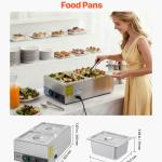 Commercial Food Warmer, 1200W Electric Stainless Steel Steam Food Warmer, Fast Heating Countertop Buffet Bain Marie With Two 1/2 Size Food Pans, For Catering, Restaurants, Parties & Buffets