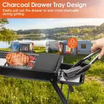 Foldable Charcoal BBQ Grill With Shelf Stainless Steel Grill Net Easy Setup Portable Tabletop Barbecue Grill For Camping Picnic Outdoor Party Backyard