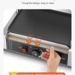Commercial Panini Grill, 1800W Electric Sandwich Panini Maker, Stainless Steel Sandwichs Press Grill With Handle And Temp Control, 13.5x9.3 In Full Flat Enamel Plate, For Hamburger Steak Bacon