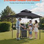8'x5' BBQ Grill Gazebo Canopy Shelter Tent With Shelf & Awning Double-Tiered Top