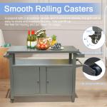 Grill Carts Outdoor Storage Cabinet With Wheels, Metal Outdoor Grill Table Kitchen Dining Table Cooking Prep BBQ Table For Patio, Kitchen Island, Home Party, Bar  Grey