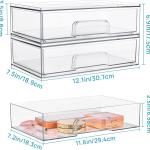 12.1in 30.7cm W Clear Stackable Storage Drawers,2 Pack Acrylic Plastic Organizers Bins For Makeup Palettes, Cosmetics, And Beauty Supplies,Ideal For Vanity, Bathroom,Cabinet,Desk Organization