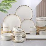 Plate Dishes Combination Household Bowl Golden Edge Household Ceramic 32-Cup Tableware