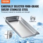 6 Pack Hotel Pans, Full Size Anti-Jam Steam Pan, 0.8mm Thick Stainless Steel Restaurant Steam Table Pan, 2.5-Inch Deep Commercial Table Pan, Catering Storage Food Pan, For Industrial & Scientifi