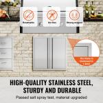Grill-Zugangstür, 610 X 610 Mm, Doppelte Außenküchentür, Flächenbündig Montierte Edelstahltür, Vertikale Wandtür Mit Versenkbaren Griffen, Für Grillinsel, Grillstation, Außenschrank