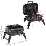14" Portable Charcoal Grill, Tabletop Outdoor Small Grill with Heat Preservation Net, Venting System, Foldable Legs, Travel Size BBQ Perfect for Camping, Backyard, Tailgates, Black