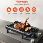 14x8.5 Inch Reversible Grill Griddle Pre-Seasoned BBQ Pan Cast Iron Black