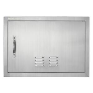 Grill-Zugangstür, 610 X 432 Mm, Einzelne Außenküchentür, Flächenbündig Montierte Edelstahltür, Vertikale Wandtür Mit Griff Und Lüftungsschlitzen, Für Grillinsel, Grillstation, Außenschrank