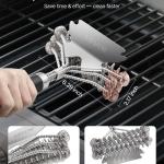 Grill Brush And Scraper, BBQ Brush For Outdoor Grills, Stainless Steel Woven Wire, Bristle Free Barbecue Brushes For Porcelain, Charcoal, Grate Cleaner Grill Accessories, 17 In