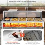 8 Pans + 2 Pots Commercial Food Warmer Steam Table With Undershelf Shield