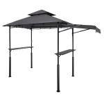 8'x5' Reinforced BBQ Grill Gazebo Canopy With Shelf & Awning Double-Tiered Top