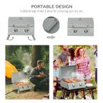 2 Burner Folding Tabletop Gas BBQ Grill W/ Lid, Thermometer, Carbon Steel, Gray