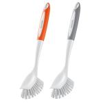 Dish Brush, 4 Pack Kitchen Scrub Brushes With PP Handle, Dish Cleaning Brushes With Curved Bristles, Ideal For Pots, Pans, Sink And Stove, 2 Gray  2 Orange