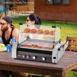 Electric 18 Hot Dog 7 Roller Commercial Grill Cooker Machine Cover 1050W