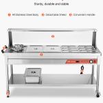 8 Pans + 2 Pots Commercial Food Warmer Steam Table With Undershelf Shield