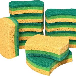 12 Pack Zero Scratch Scrub Sponges, 4 Pack, Non-Scratch Kitchen Sponges For Dishes And Cleaning