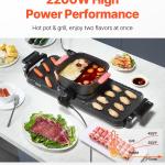 Hot Pot 2300 W 2 In 1 Elektrischer Rauchfreier Grill Abnehmbarer Shabu-Shabu-Topf Mit Antihaft-Pfanne, Separate Doppelte Temperaturregelung, Koreanischer Indoor BBQ Grill Für 1–6 Personen