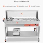 5 Pans + 2 Pots Commercial Food Warmer Steam Table With Undershelf Shield