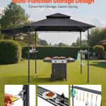 8'x5' BBQ Grill Gazebo Canopy Shelter Tent With Shelf & Awning Double-Tiered Top