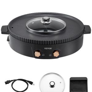 Hot Pot Mit Grill 1800 W 2 In 1 Elektrischer Rauchfreier Grill, Koreanischer BBQ-Grill Feuertopf Mit Separater Doppelter Temperaturregelung, Antihaftbeschichtete Pfanne, Für 2–8 Personen
