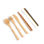 Bamboo Utensils Wooden Travel Cutlery Set Reusable Utensils With Pouch Camping Utensils Zero Waste Fork Spoon Knife Flatware Set