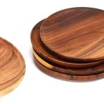 A Variety Of Acacia Solid Wood Round Dishes Unpainted Wooden Dishes