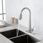 High Curvature Single Handle Kitchen Sink Faucet With Deck, Commercial Modern Stainless Steel Kitchen Faucet