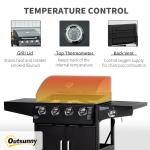 52" Barbecue Grill With Wheels 4+1 Burner Liquid Propane Gas Grill Outdoor Cabinet Style BBQ Trolley W/ Side Burner, Warming Rack