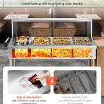 7 Pans + 2 Pots Commercial Food Warmer Steam Table With Undershelf Shield