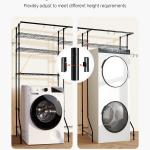 Over Washer And Dryer Storage Shelves, 6 Tiers Laundry Room Drying Rack With Hanger Rod And Hooks, Two Rows Adjustable Washer Shelves Space Saver, For Laundry Room Storage & Organization, Black