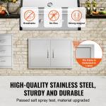 Grill-Zugangstür, 774 X 533 Mm, Doppelte Außenküchentür, Flächenbündig Montierte Edelstahltür, Vertikale Wandtür Mit Griffen, Für Grillinsel, Grillstation, Außenschrank