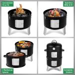 47x41.5x82cm Black, Double-walled, Cylindrical, Smoker, Charcoal Grill