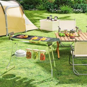 Charcoal Barbecue Grill Stainless Steel Portable Folding Charcoal BBQ Grill Stainless Steel Camp Picnic Cooker