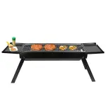Folding Charcoal BBQ Grill Stainless Steel Grill With Shelf Net Easy Setup For Camping Picnic Outdoor Party Backyard