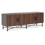Functional 4 Door TV Cabinet  2 Storage Spaces, Adjustable Shelves, Ideal For Living Room Organization, Chestnut