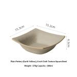 Unglazed Earthenware Square Bowl Vintage Ceramic Dish For Cold Dishes