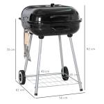 Portable BBQ Charcoal Grill With 2 Wheels And Cooking Utensils, Smoker Grill With Lid For Outdoor Barbecues, Camping, Picnic, Courtyard