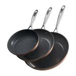 Frying Pan Skillet, Aluminum Egg Fry Pans, 3 Piece (200, 270, 300 Mm), Nonsitck Ceramic Heavy-Duty Skillets With Heat-Resistant Handle, Chef's Cookware, For Oven, Gas, Electric, Induction, Grey