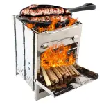 Square BBQ Grill, Stainless Steel Folding Fire Pit, 27x20x20 Large Fixed Outdoor Camping Stove For Garden Picnic & Portable Cooking