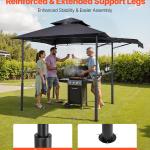 8'x5' Reinforced BBQ Grill Gazebo Canopy With Shelf & Awning Double-Tiered Top